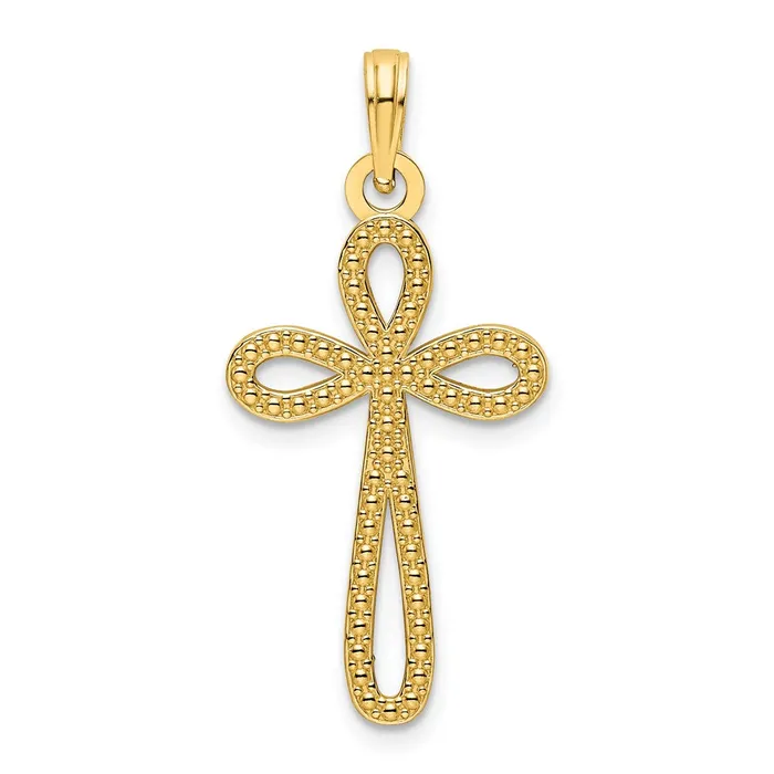Necklaces Goldia 14k Yellow Gold Beaded Cross Pendant