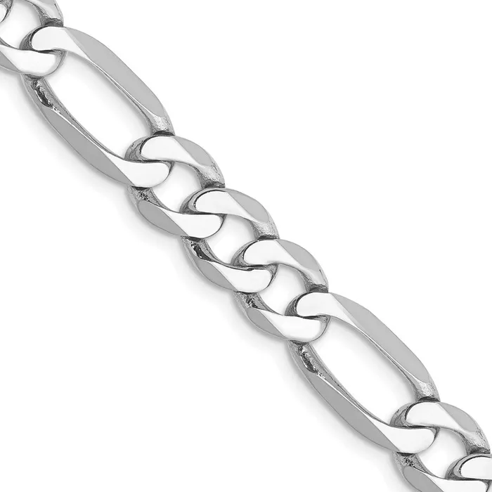 Necklaces Solid 14K White Gold 22 inch 7mm Flat Figaro with Lobster Clasp Chain Necklace MDS Necklaces Solid 14K White Gold 22 inch 7mm Flat Figaro with Lobster Clasp Chain Necklace MDS