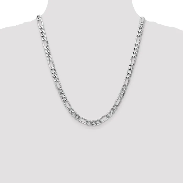 Necklaces Solid 14K White Gold 22 inch 7mm Flat Figaro with Lobster Clasp Chain Necklace MDS Necklaces Solid 14K White Gold 22 inch 7mm Flat Figaro with Lobster Clasp Chain Necklace MDS