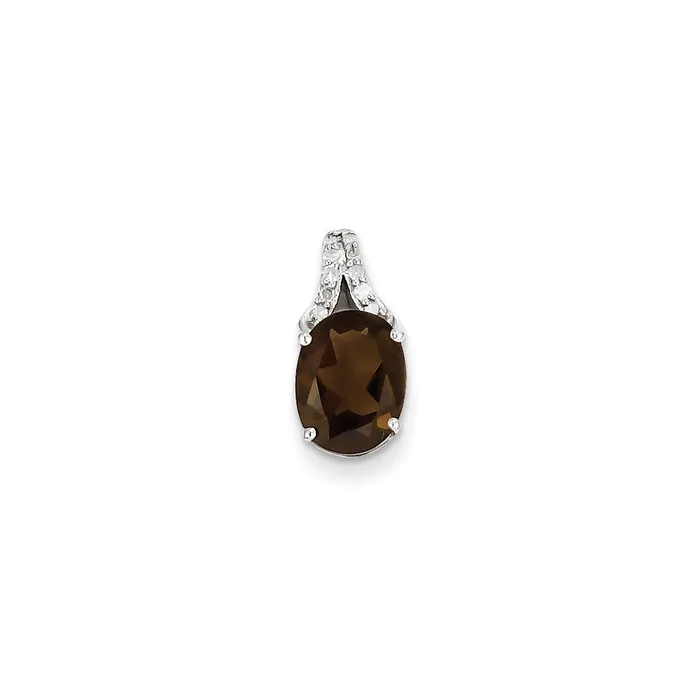 Necklaces Sterling Silver Diamond u0026 Smoky Quartz Oval Pendant Goldia