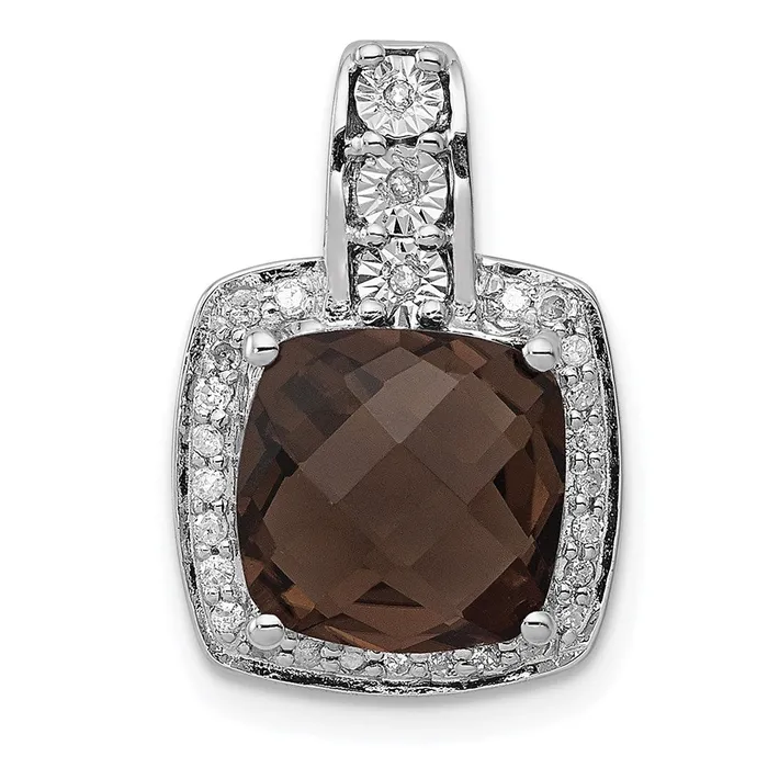 Necklaces Sterling Silver Rhodiumplated Diamond Smoky Quartz Pendant Goldia Necklaces Sterling Silver Rhodiumplated Diamond Smoky Quartz Pendant Goldia