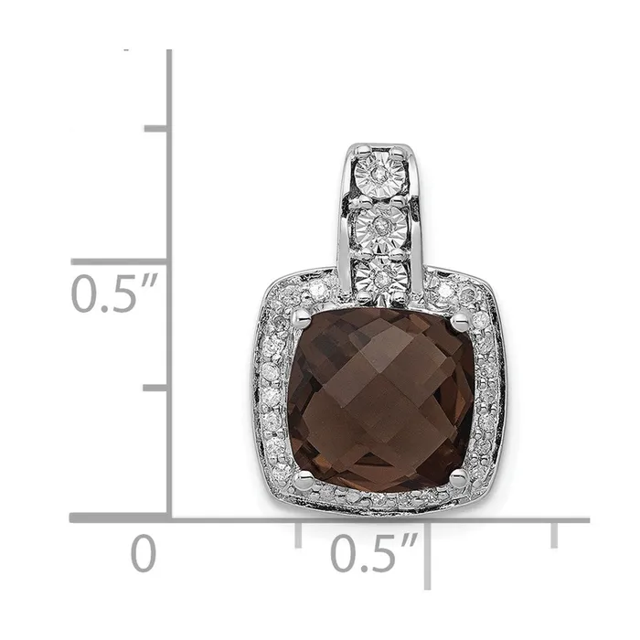 Necklaces Sterling Silver Rhodiumplated Diamond Smoky Quartz Pendant Goldia