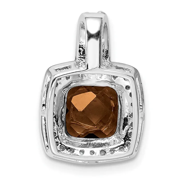 Necklaces Sterling Silver Rhodiumplated Diamond Smoky Quartz Pendant Goldia