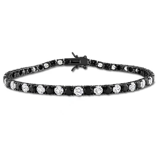 Original Amour 17 CT TGW Created White and Black Sapphire Mens Tennis Bracelet in Black Rhodium Plated Sterling Silver JMS always Bracelets Original Amour 17 CT TGW Created White and Black Sapphire Mens Tennis Bracelet in Black Rhodium Plated Sterling Silver JMS always Bracelets