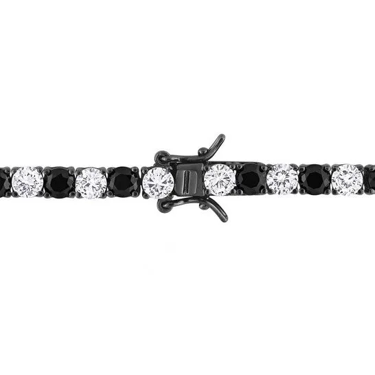Original Amour 17 CT TGW Created White and Black Sapphire Mens Tennis Bracelet in Black Rhodium Plated Sterling Silver JMS always Bracelets Original Amour 17 CT TGW Created White and Black Sapphire Mens Tennis Bracelet in Black Rhodium Plated Sterling Silver JMS always Bracelets