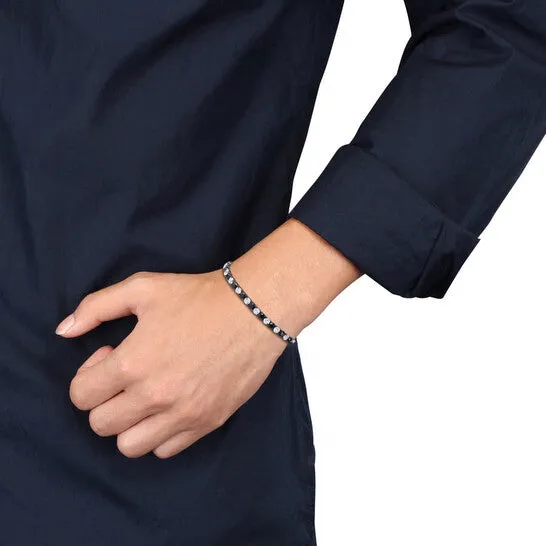 Original Amour 17 CT TGW Created White and Black Sapphire Mens Tennis Bracelet in Black Rhodium Plated Sterling Silver JMS always Bracelets Original Amour 17 CT TGW Created White and Black Sapphire Mens Tennis Bracelet in Black Rhodium Plated Sterling Silver JMS always Bracelets