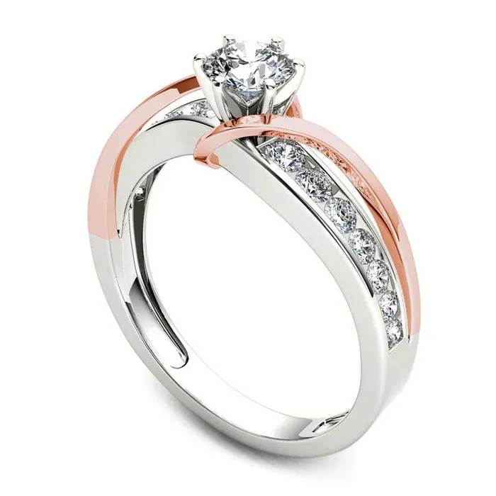 Rings 075 CT TW Natural Diamond Crossover Engagement Ring in Solid 14K TwoTone Gold Goldia Rings 075 CT TW Natural Diamond Crossover Engagement Ring in Solid 14K TwoTone Gold Goldia