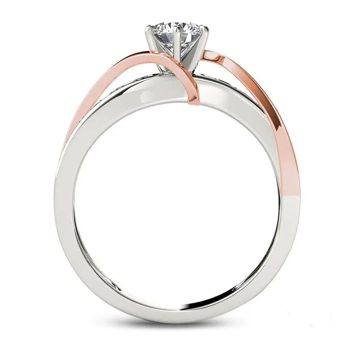 Rings 075 CT TW Natural Diamond Crossover Engagement Ring in Solid 14K TwoTone Gold Goldia Rings 075 CT TW Natural Diamond Crossover Engagement Ring in Solid 14K TwoTone Gold Goldia