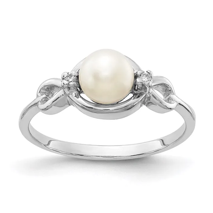 Rings 14k White Gold 55mm FW Cultured Pearl A Real Diamond ring Goldiacom