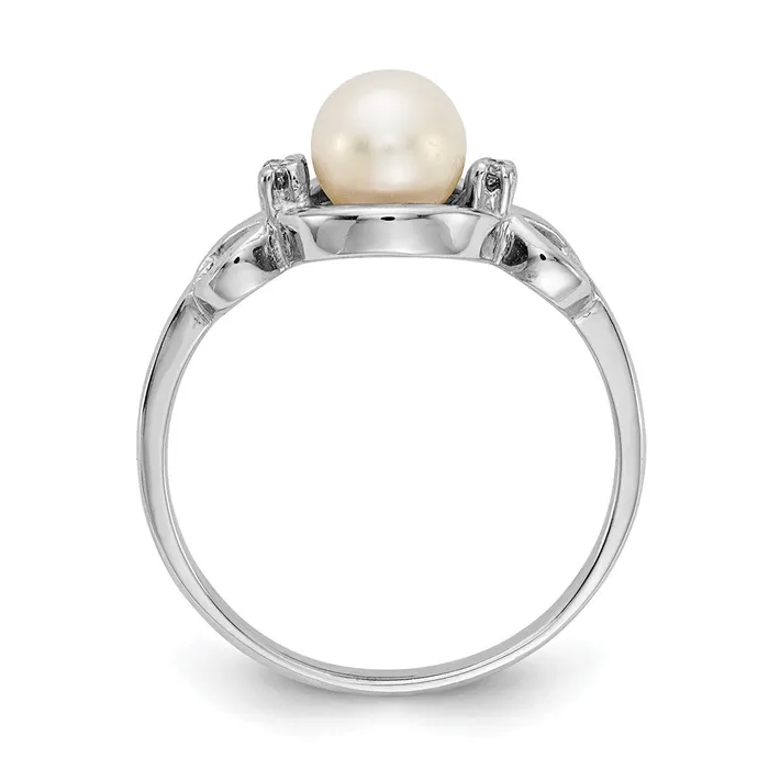 Rings 14k White Gold 55mm FW Cultured Pearl A Real Diamond ring Goldiacom
