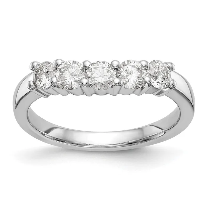 Rings 14K White Gold 5Stone Real Diamond Band goldiaca