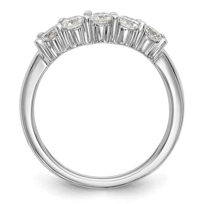 Rings 14K White Gold 5Stone Real Diamond Band goldiaca