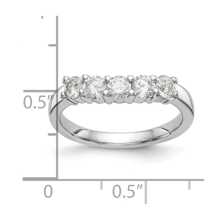 Rings 14K White Gold 5Stone Real Diamond Band goldiaca