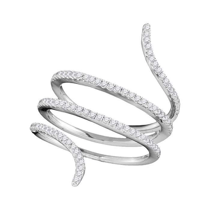 Rings gndatlanta 18k White Gold Round Diamond Serpent Wrap Band Ring 38 Cttw Rings gndatlanta 18k White Gold Round Diamond Serpent Wrap Band Ring 38 Cttw