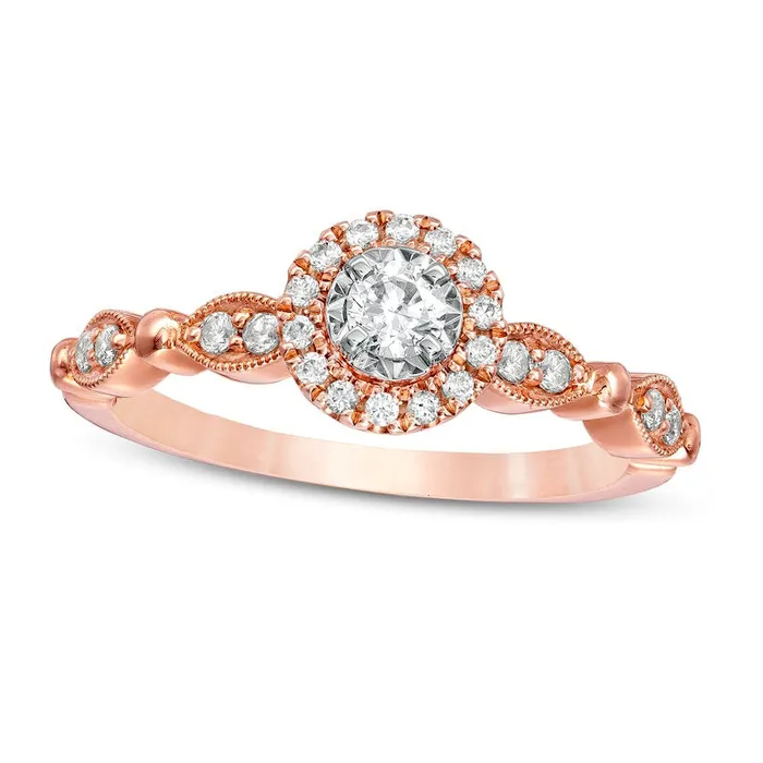 Rings Goldia 033 CT TW Natural Diamond Frame Antique VintageStyle Art Deco Engagement Ring in Solid 10K Rose Gold Rings Goldia 033 CT TW Natural Diamond Frame Antique VintageStyle Art Deco Engagement Ring in Solid 10K Rose Gold
