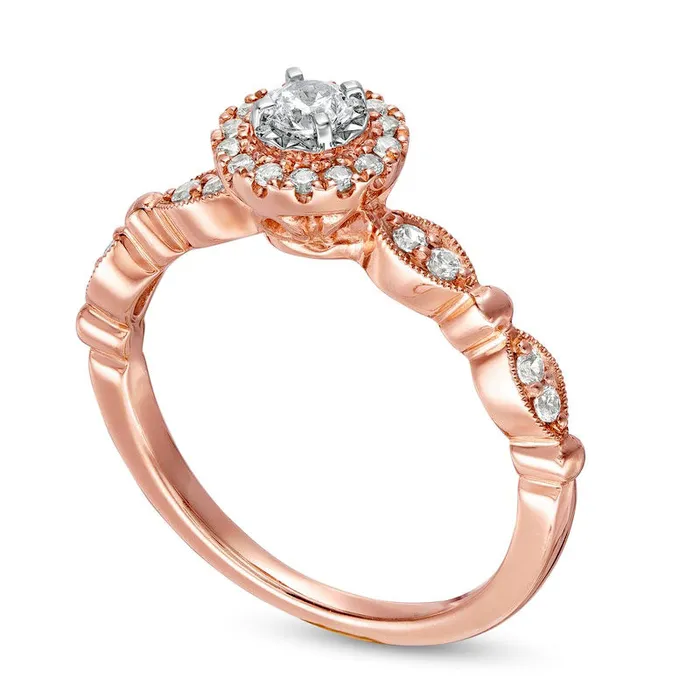 Rings Goldia 033 CT TW Natural Diamond Frame Antique VintageStyle Art Deco Engagement Ring in Solid 10K Rose Gold Rings Goldia 033 CT TW Natural Diamond Frame Antique VintageStyle Art Deco Engagement Ring in Solid 10K Rose Gold