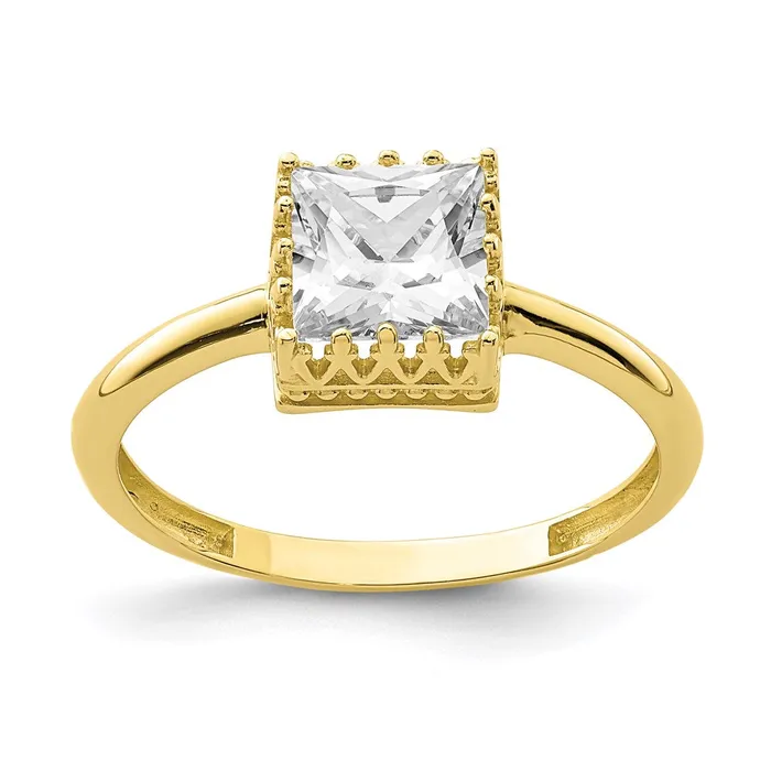 Rings Goldia 10K Yellow Gold Tiara Collection Polished Square CZ Ring