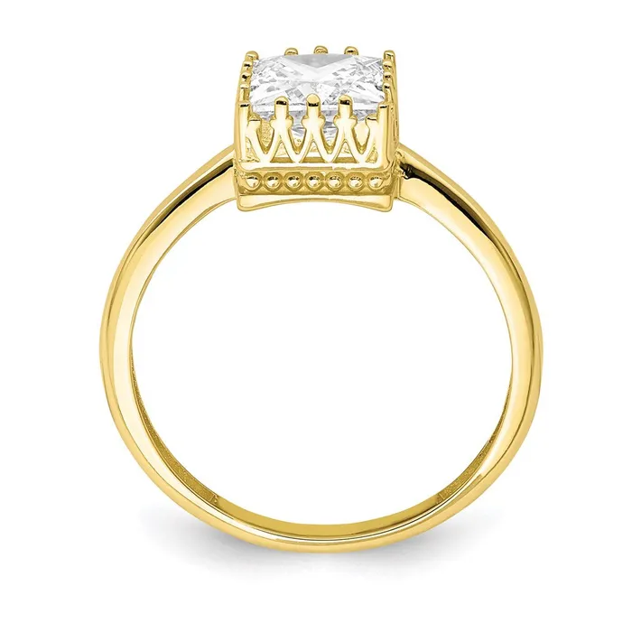 Rings Goldia 10K Yellow Gold Tiara Collection Polished Square CZ Ring