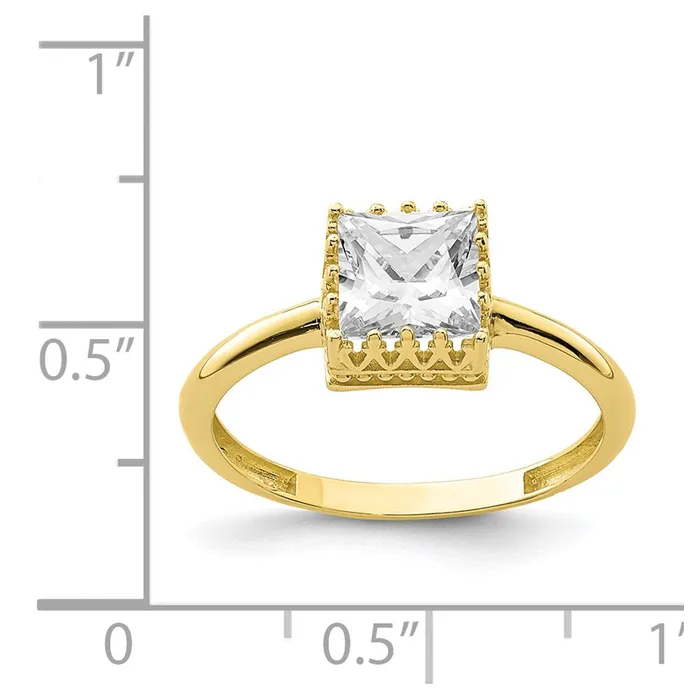 Rings Goldia 10K Yellow Gold Tiara Collection Polished Square CZ Ring