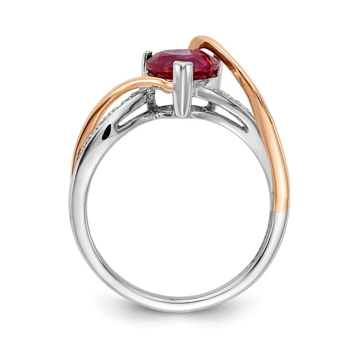 Rings Goldia 14k TwoTone Gold Real Diamond and Ruby Heart Twist Ring