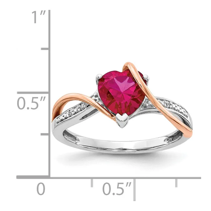 Rings Goldia 14k TwoTone Gold Real Diamond and Ruby Heart Twist Ring