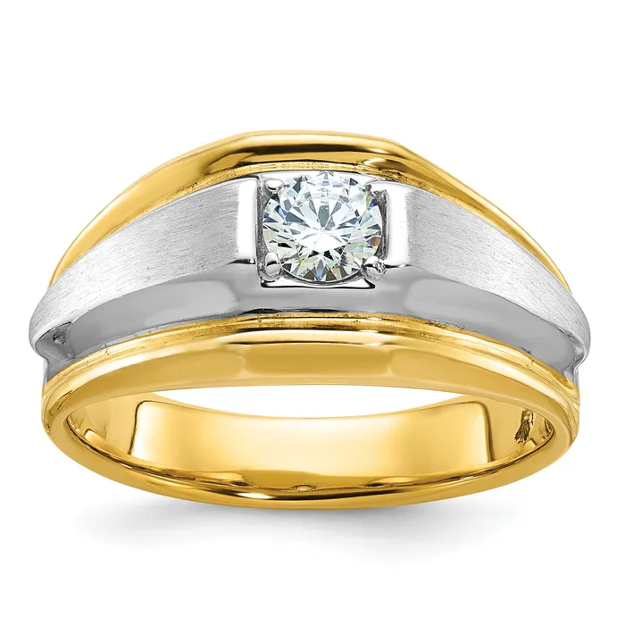 Rings Goldia 14k Twotone Two Tone 38 Ct Lab Grown Diamond VSSI G Polished and Satin Mens Ring Rings Goldia 14k Twotone Two Tone 38 Ct Lab Grown Diamond VSSI G Polished and Satin Mens Ring