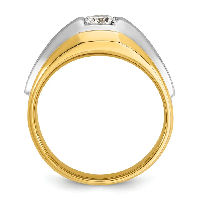 Rings Goldia 14k Twotone Two Tone 38 Ct Lab Grown Diamond VSSI G Polished and Satin Mens Ring