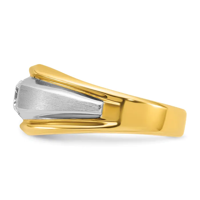 Rings Goldia 14k Twotone Two Tone 38 Ct Lab Grown Diamond VSSI G Polished and Satin Mens Ring
