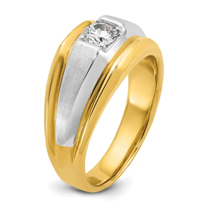 Rings Goldia 14k Twotone Two Tone 38 Ct Lab Grown Diamond VSSI G Polished and Satin Mens Ring