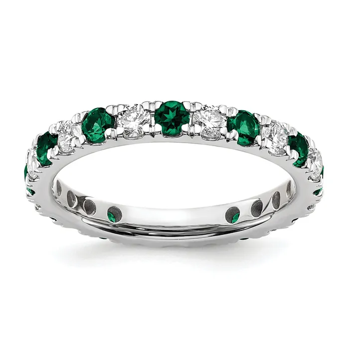 Rings Goldia 14k White Gold 34 Ct Lab Grown Diamond VSSI G and Lab Created Emerald Eternity Band Ring Rings Goldia 14k White Gold 34 Ct Lab Grown Diamond VSSI G and Lab Created Emerald Eternity Band Ring