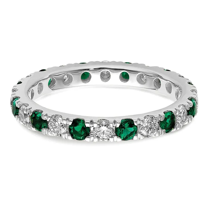 Rings Goldia 14k White Gold 34 Ct Lab Grown Diamond VSSI G and Lab Created Emerald Eternity Band Ring