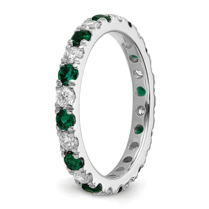 Rings Goldia 14k White Gold 34 Ct Lab Grown Diamond VSSI G and Lab Created Emerald Eternity Band Ring
