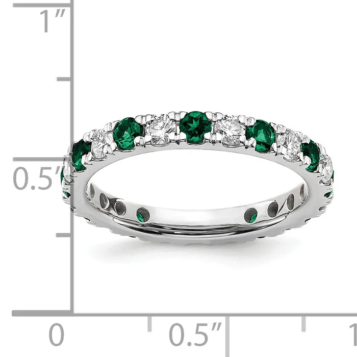 Rings Goldia 14k White Gold 34 Ct Lab Grown Diamond VSSI G and Lab Created Emerald Eternity Band Ring