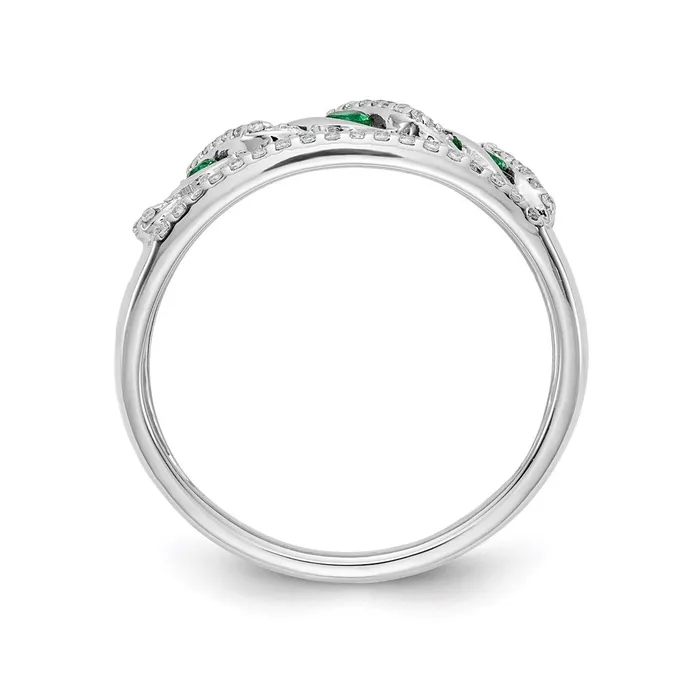 Rings Goldia 14k White Gold Real Diamond and Emerald Fancy Twist Ring