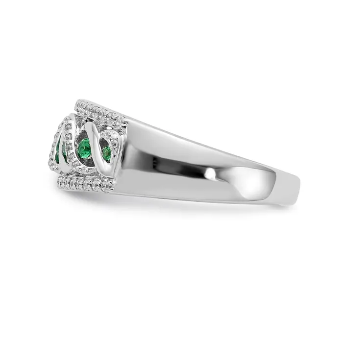 Rings Goldia 14k White Gold Real Diamond and Emerald Fancy Twist Ring