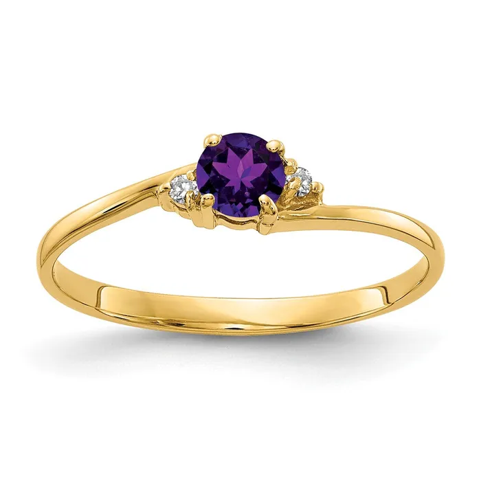 Rings Goldia 14k Yellow Gold 4mm Amethyst VS Diamond ring