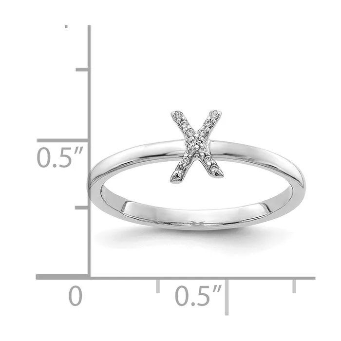 Rings Goldiacom 14k White Gold Real Diamond Initial X Ring