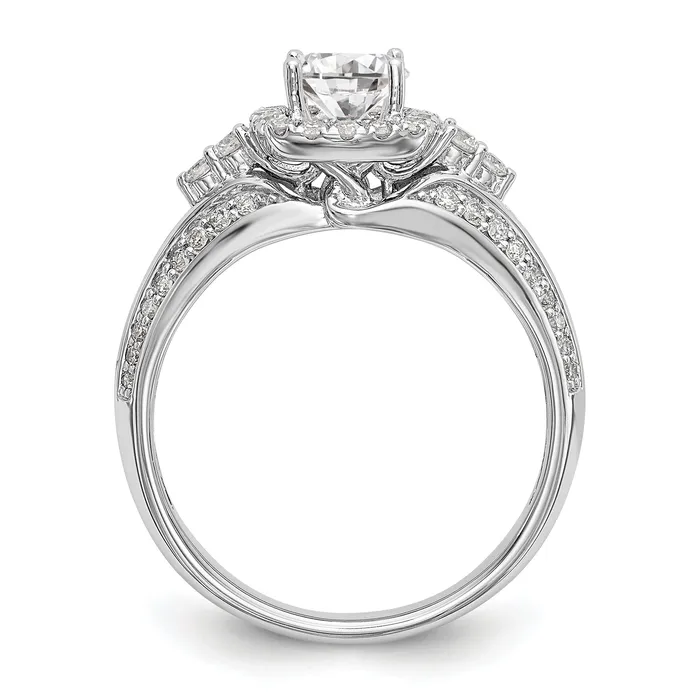 Rings Goldiacom 14K White Gold Simulated Diamond Cushion HaloEngagement Ring