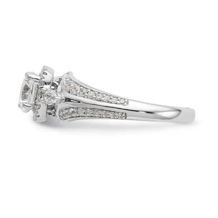 Rings Goldiacom 14K White Gold Simulated Diamond Cushion HaloEngagement Ring