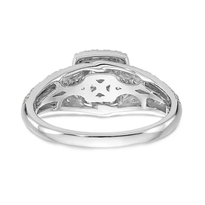 Rings Goldiacom 14K White Gold Simulated Diamond Cushion HaloEngagement Ring