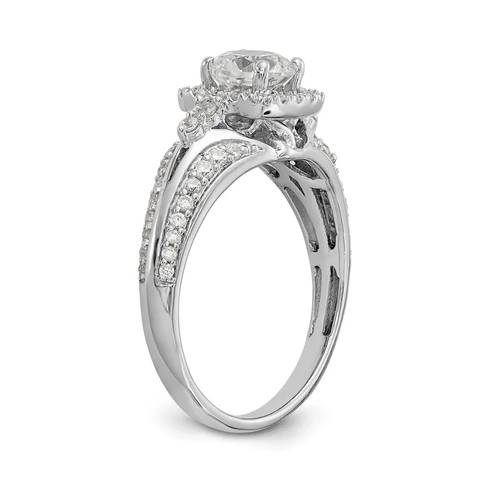 Rings Goldiacom 14K White Gold Simulated Diamond Cushion HaloEngagement Ring
