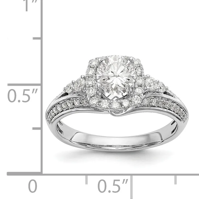 Rings Goldiacom 14K White Gold Simulated Diamond Cushion HaloEngagement Ring