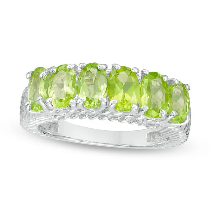 Rings Goldia Oval Peridot Six Stone Ring in Sterling Silver