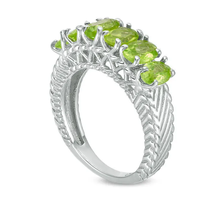 Rings Goldia Oval Peridot Six Stone Ring in Sterling Silver Rings Goldia Oval Peridot Six Stone Ring in Sterling Silver