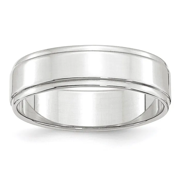 Rings Goldia Solid 14K White Gold 6mm Flat with Step Edge MensWomens Wedding Band Ring Size 4 Rings Goldia Solid 14K White Gold 6mm Flat with Step Edge MensWomens Wedding Band Ring Size 4