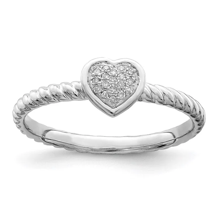 Rings Goldia Sterling Silver Rhodium White Diamond Stackable Ring