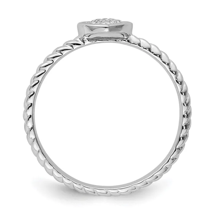 Rings Goldia Sterling Silver Rhodium White Diamond Stackable Ring