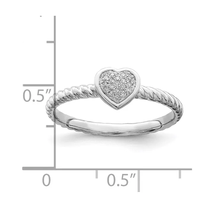 Rings Goldia Sterling Silver Rhodium White Diamond Stackable Ring