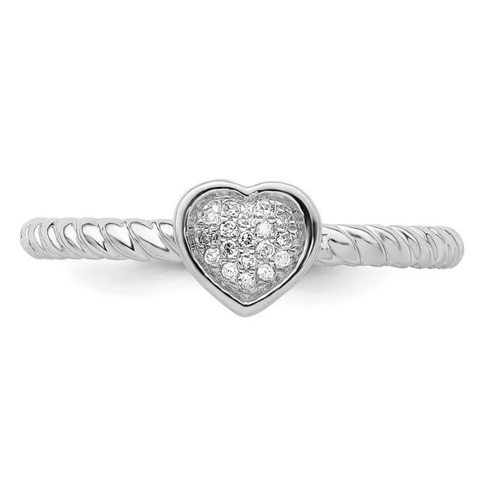 Rings Goldia Sterling Silver Rhodium White Diamond Stackable Ring