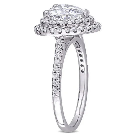 Rings JMS always Original Amour Ladies 10k White Gold 2 Ct Heart Cut White Moissanite Halo Ring Rings JMS always Original Amour Ladies 10k White Gold 2 Ct Heart Cut White Moissanite Halo Ring